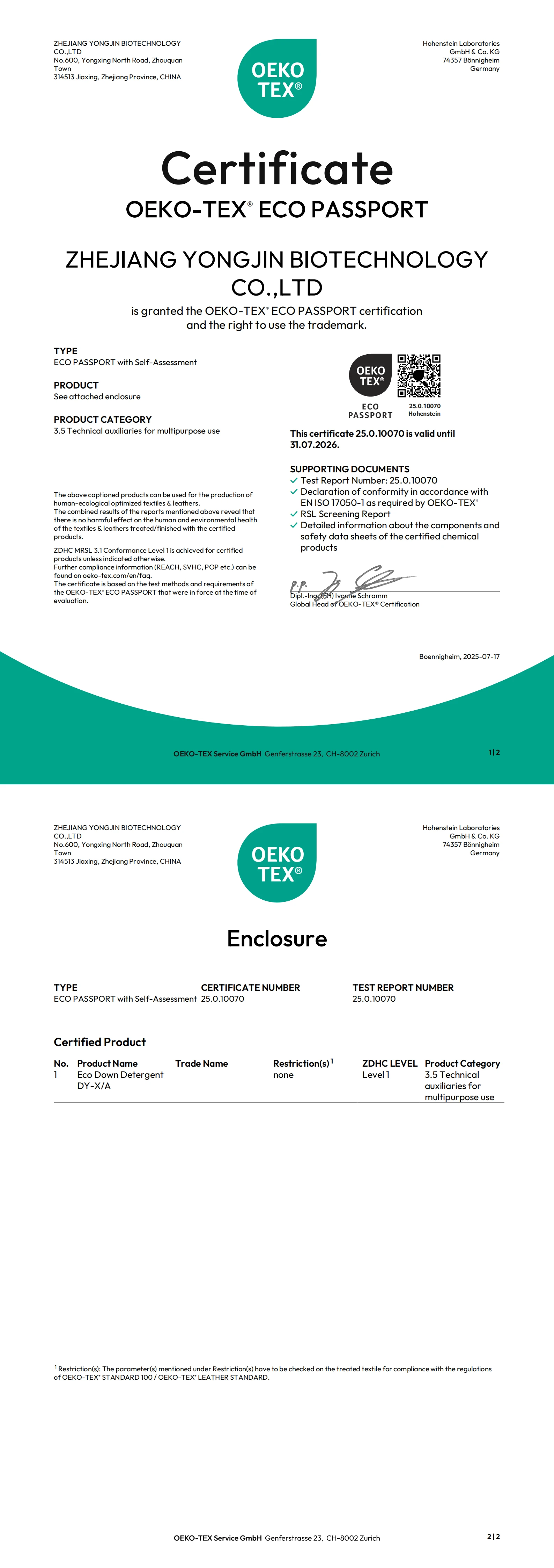 OEKO ECO PASSPORT -DY-X A 25010070-en00 OEKO ECO PASSPORT -DY-X A 25010070-en00